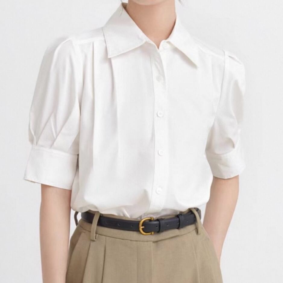 White Short sleeve tack shirts 00152