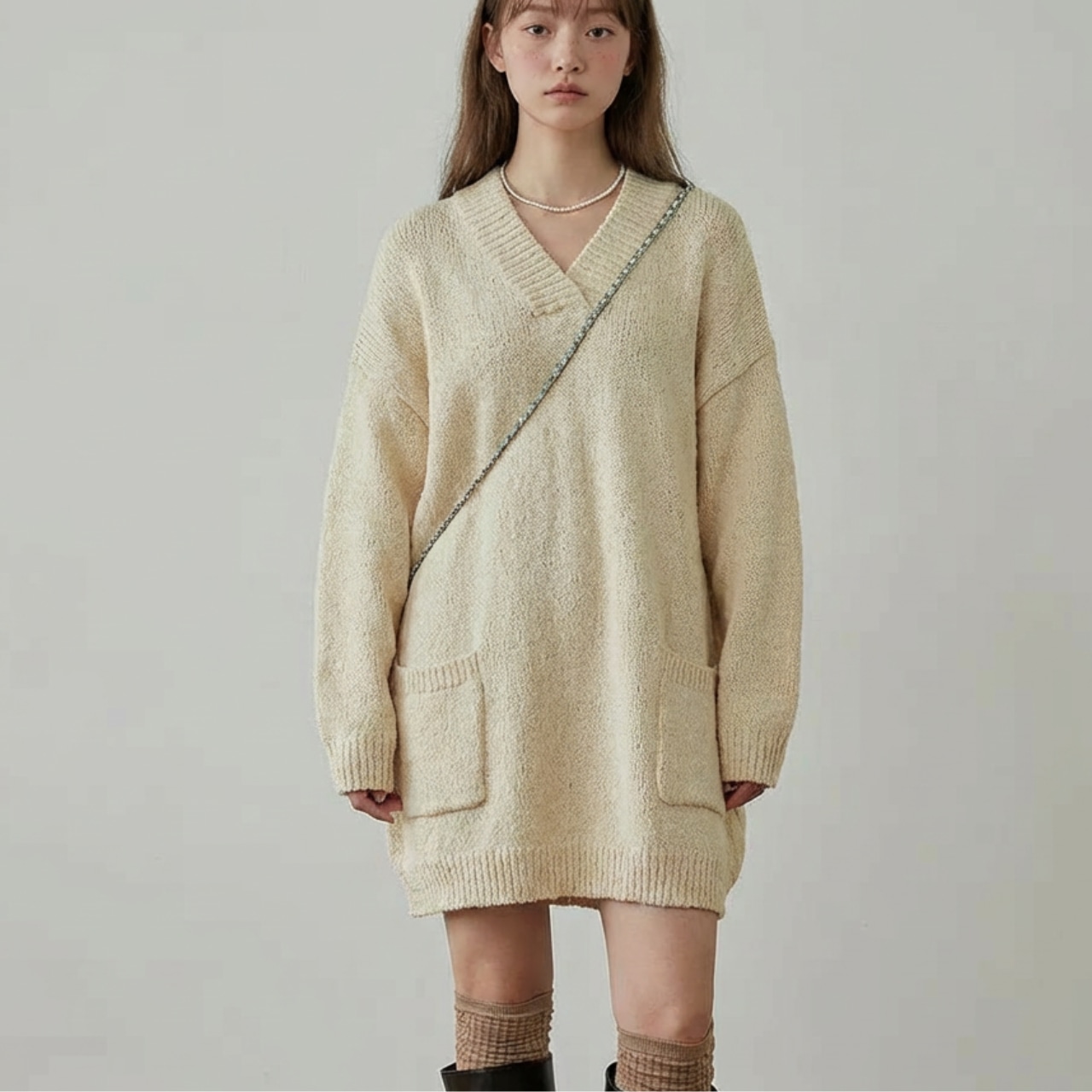 V-Neck Oversized Dress T4331