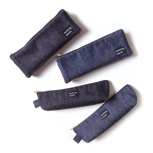 S・M・L サイズが選べる】ダブルジッパーペンケース デニム ダーク