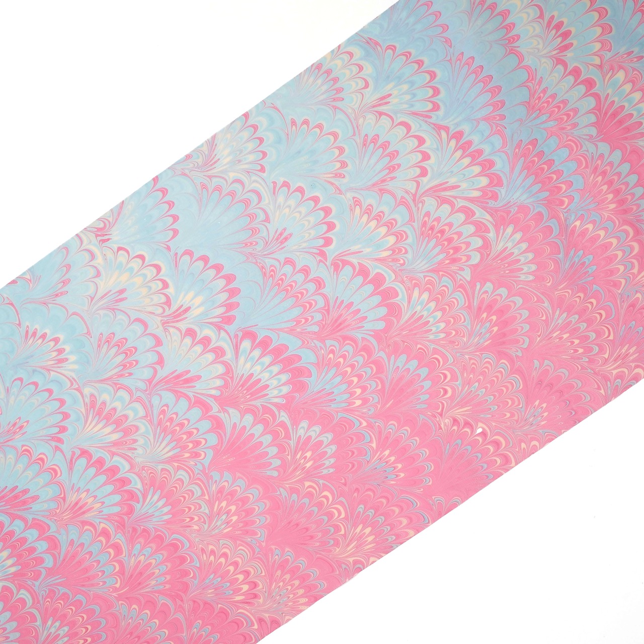 リバーシブル半巾帯 ［パウダーブルーとハイビスカスピンク　花火柄］