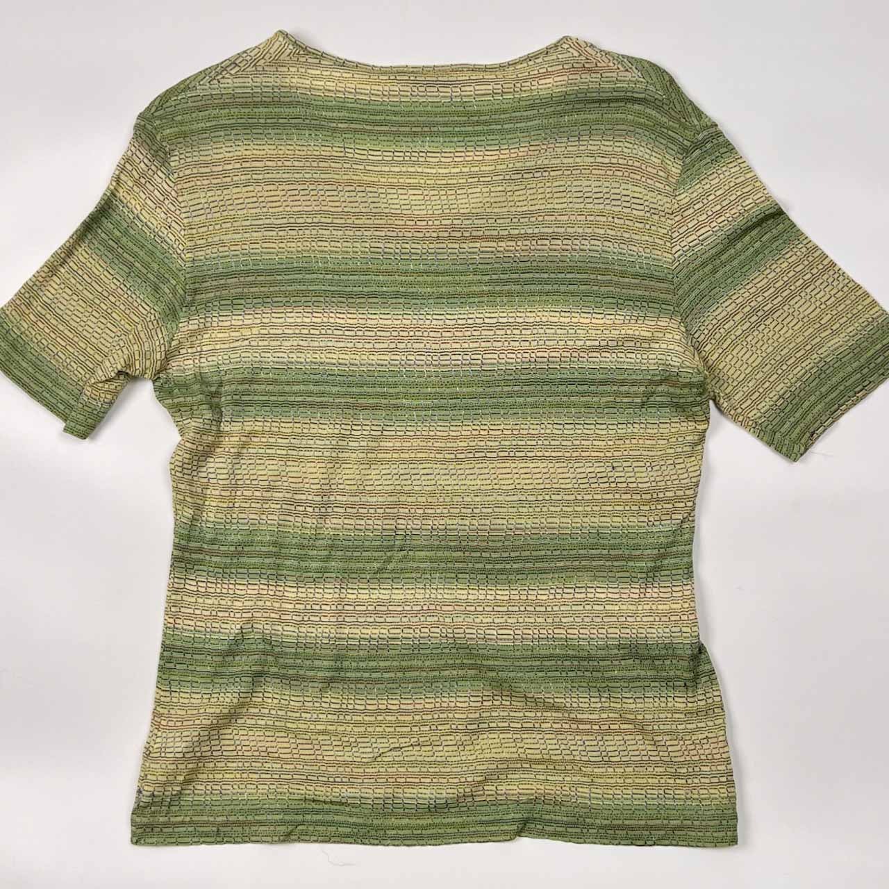 イタリア製 MISSONI SPORT ミッソーニスポーツ ボーダー Vネック 半袖 サマー ニット セーター 44/グリーン系 レディース