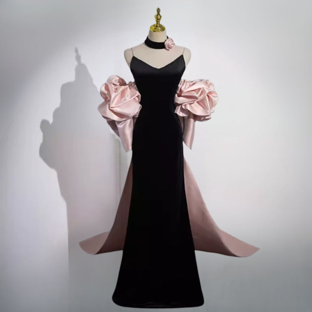 【国内3営業日以内発送】<Sサイズ>ボリュームスリーブスリムドレス D1030