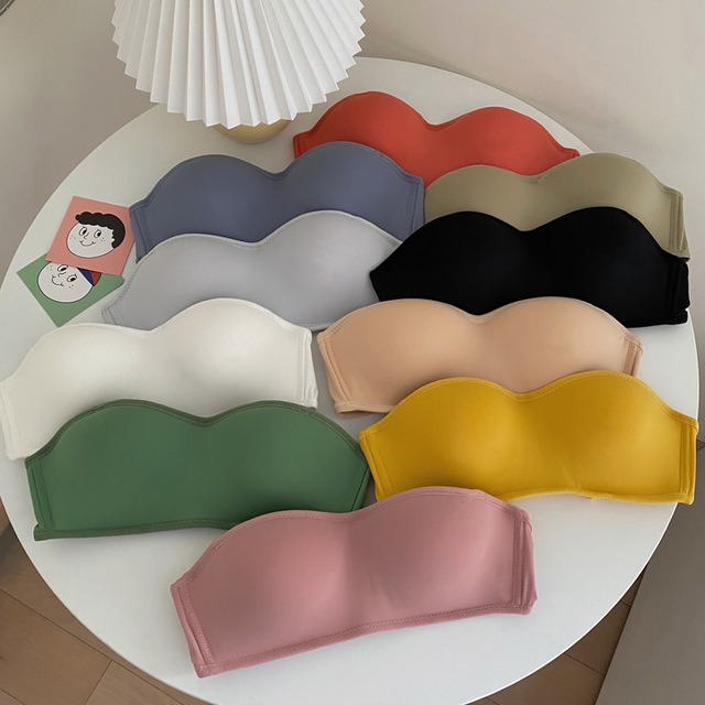 リング ブラ レディーススプリング薄手トップス ストラップレス レッド 春物 指輪 スーパーモール15274628835