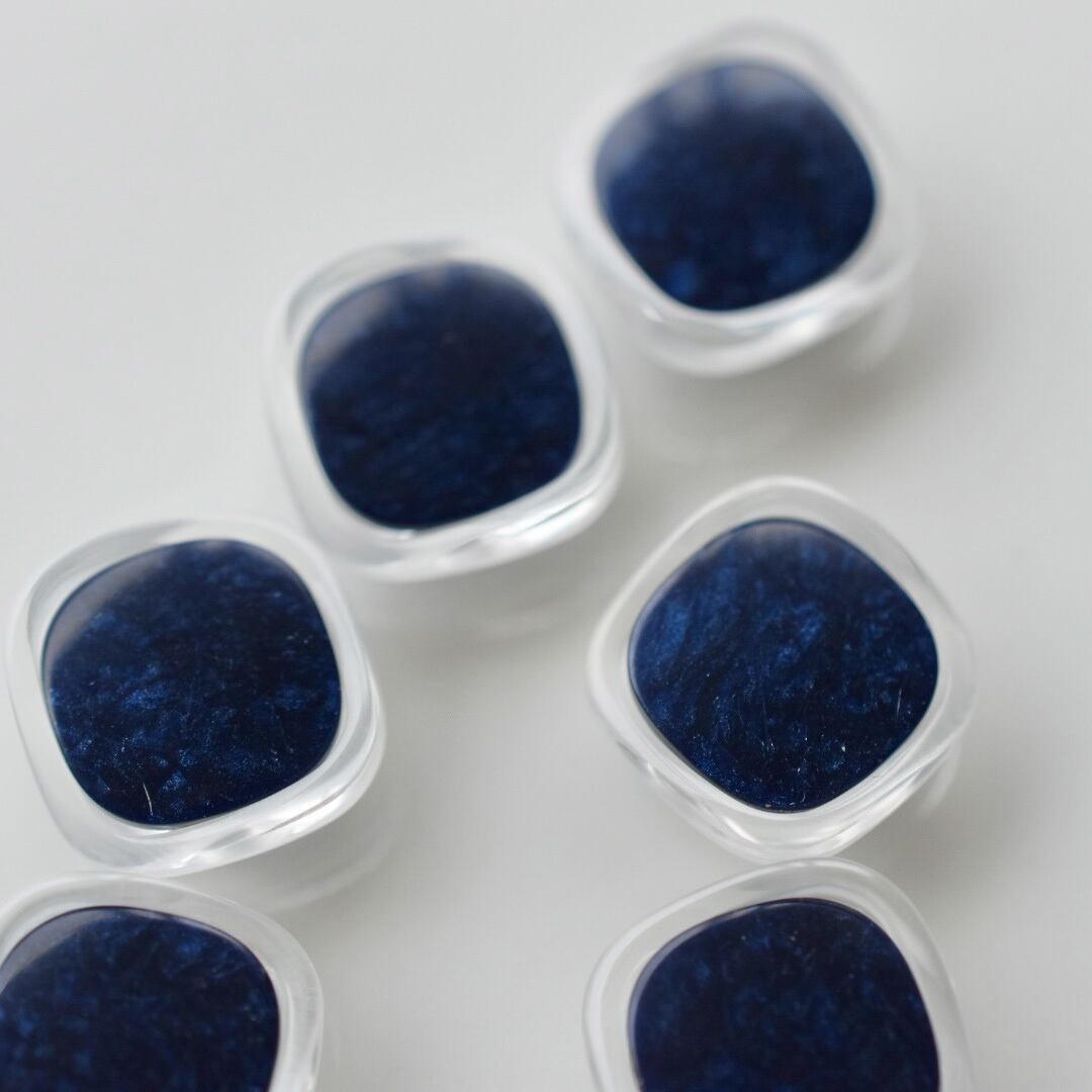 ●『2個セット』スクエア クリアウェーブフレーム×ネイビーマーブル 15㎜