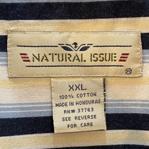 【NATURAL ISSUE】マルチストライプ 半袖シャツ マルチカラー XXL ビッグサイズ オーバーサイズ US古着