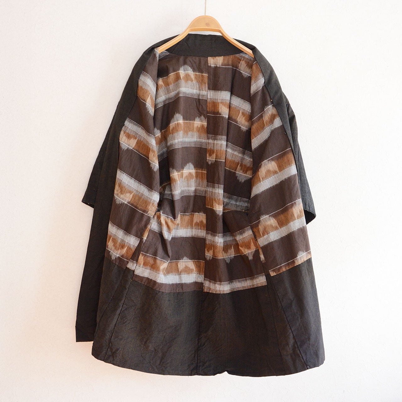 羽織 メンズ 藍染 縞模様 着物 昭和初期 ジャパンヴィンテージ - 和洋