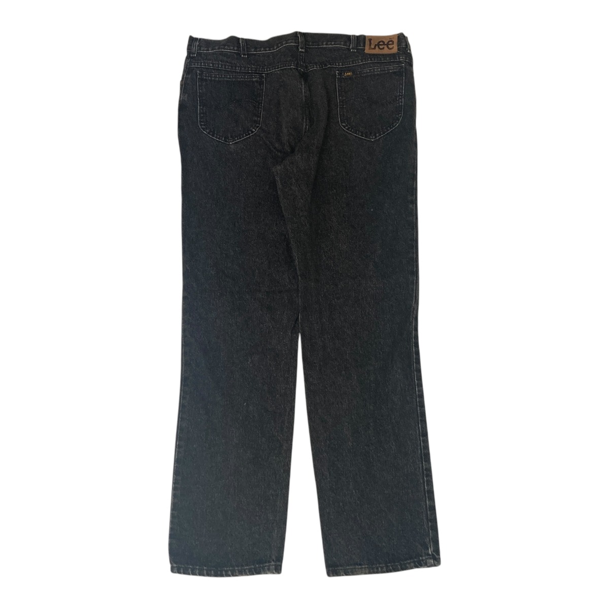 W42×L34】Lee ブラックデニムパンツ 革パッチ | 古着屋OLDGREEN