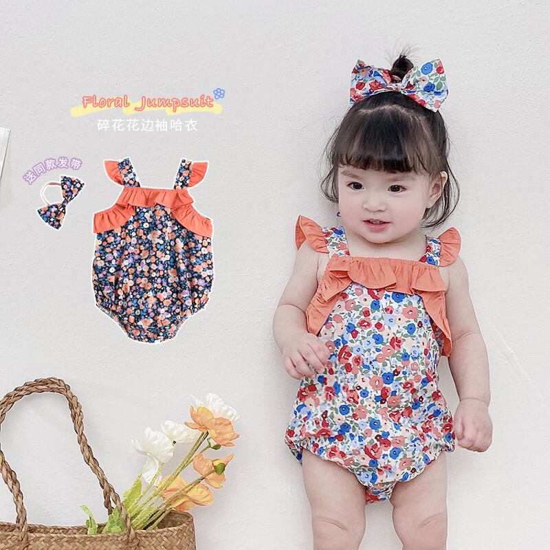 サマーフローラルロンパース オールインワン コットン 夏物 花柄 超面白いベビーショップ50392150883