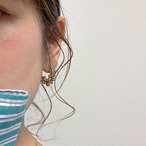 random beads hoop  pierce/earrings    silver