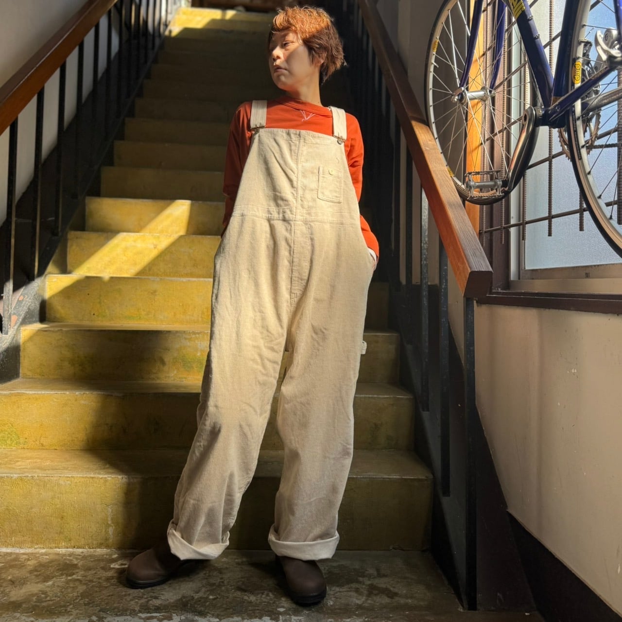 快晴堂 - HAYATE・TOPベージュのコール天／オーバーオール | clever