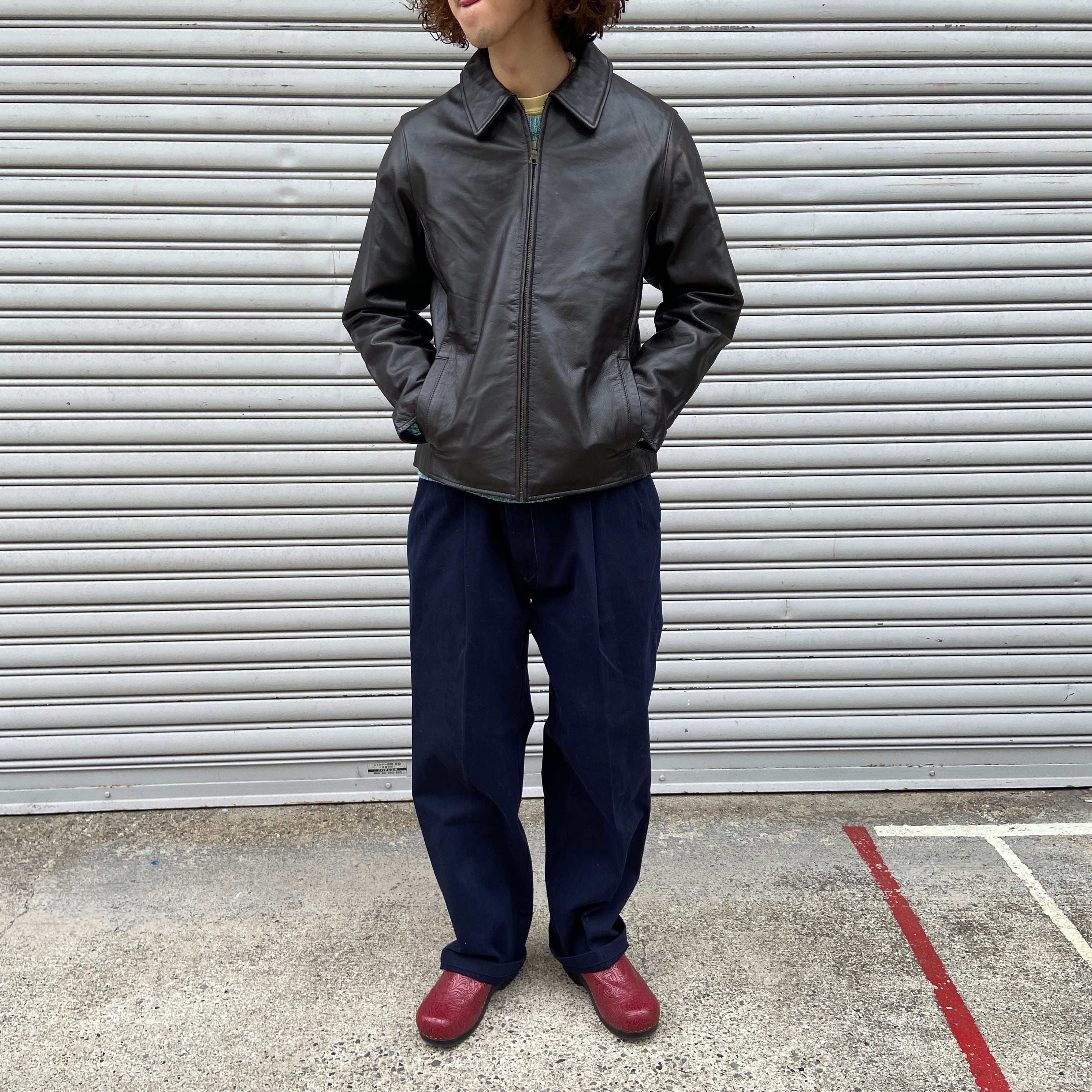 00s Eddie Bauer レザー ジャケット スポーツ ライダース 黒まる091300古着