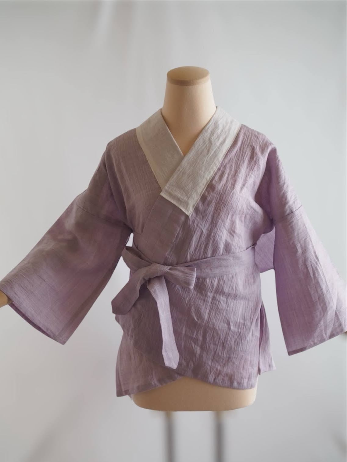 半襦袢・近江ちぢみ 麻 / 藤色 M,Lサイズ | 弥生屋