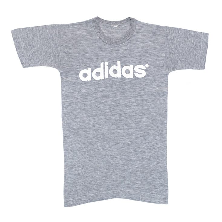 70s アディダス 霜降りグレー 旧ロゴ ヴィンテージTシャツ adidas M相当 古着 @BE0015