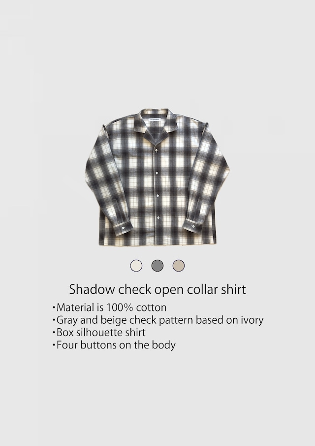 Shadow check open collar shirt