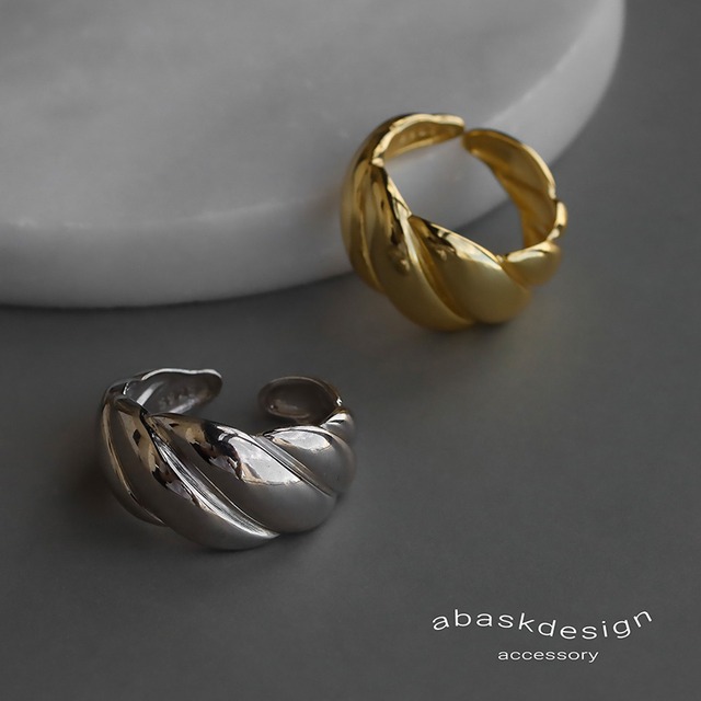 【クリックポスト】SILVER925 リング フローデザイン 12号相当 オープンリング 地銀 1690