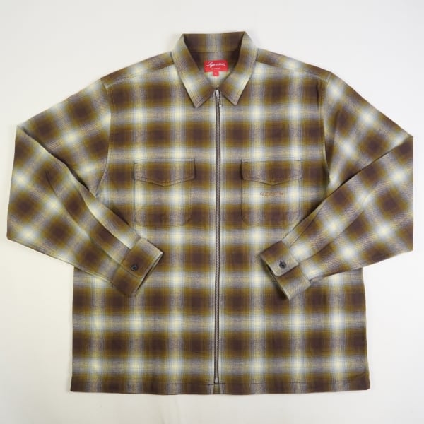 Supreme Shadow Plaid Flannel Zip Up Shir