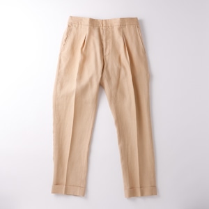 【極美品】RALPH LAUREN PURPLE LABEL special Linen slacks tuck pants W34 made in Italy mint condition  ／ ラルフローレン パープルレーベル スペシャルリネン スラックス タック パンツ W34 ベージュ カーキ イタリア製  定価16万