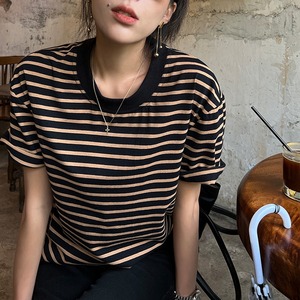 【ボーダー半袖Tシャツ】クルーネック カジュアル 定番 デイリーコーデ