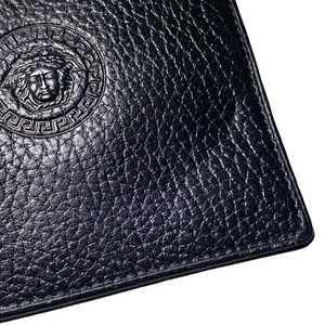 GIANNI VERSACE black leather bifold wallet