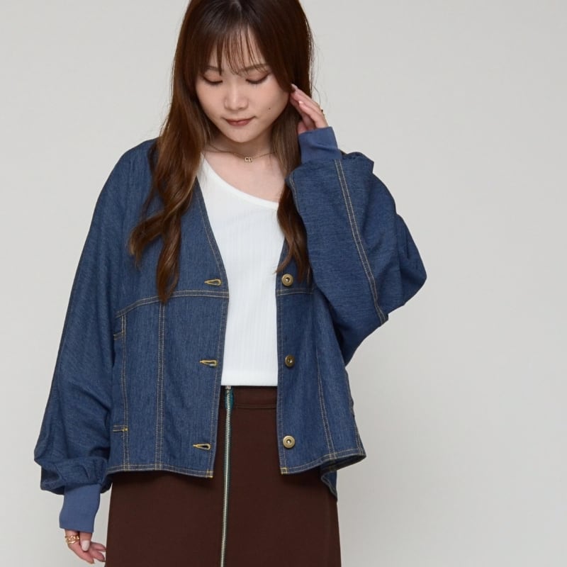 細見え＆超軽量】袖リブデニムジャケット - LEI-2562 インディゴ- | praia