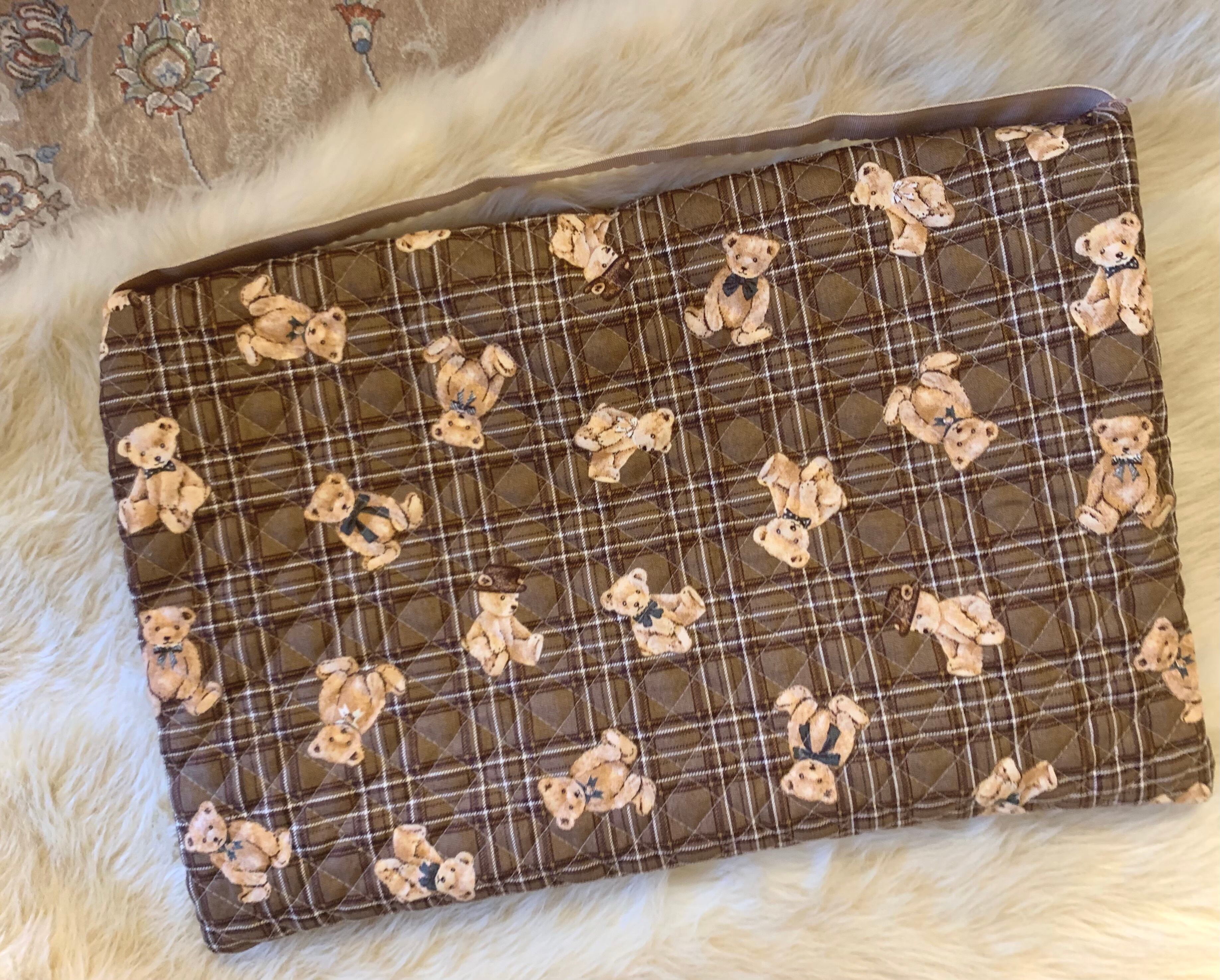 くまさん刺繍生地キルティング防災頭巾カバーハンドメイドヌビ通学通園