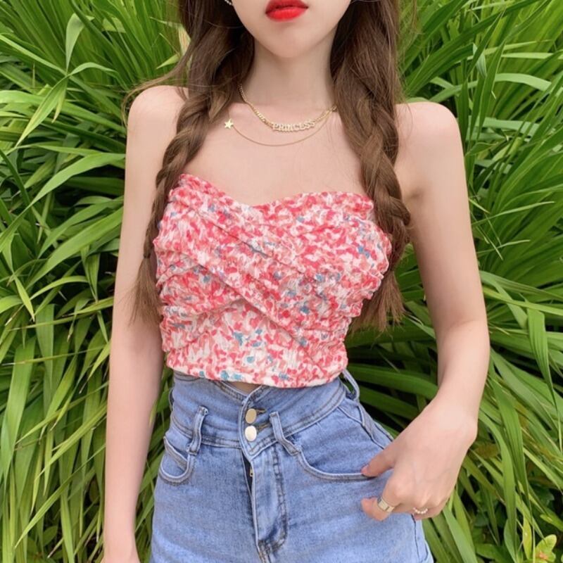 フローラルサマートップス 夏物 花柄 ハンチェンe39922198149