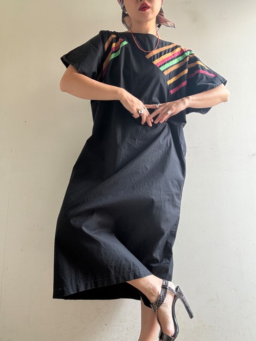 70-80s Vintage Line  Design Cotton Dress