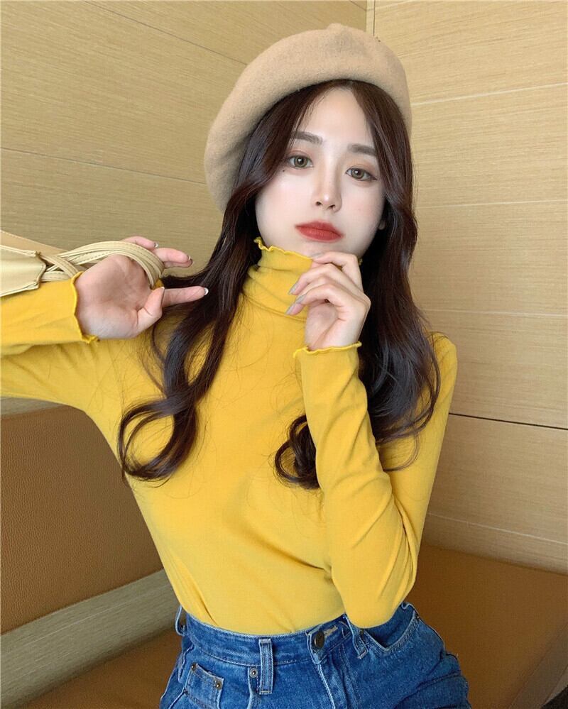 Tシャツ シャツ カラースプリングホワイトトップス ロング 春物 ブラックストロベリース54486940544