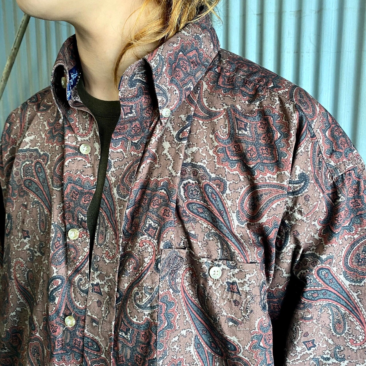 Wrangler ラングラー ペイズリー柄 長袖ボタンダウンシャツ メンズXL 