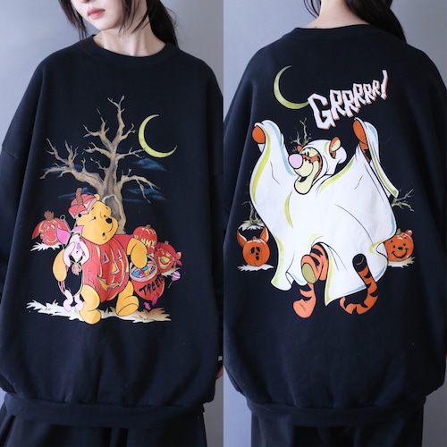 "Halloween" front and back good printed over silhouette sweatshirt