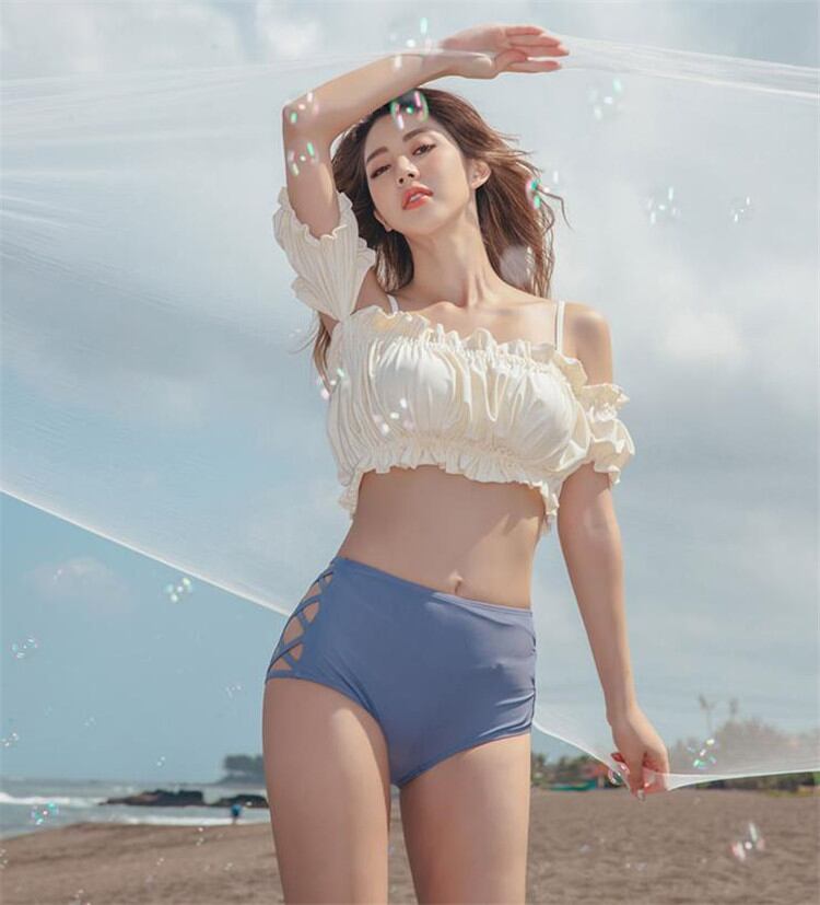 ギャザリング スリミング ビキニ お出かけ 2点セット トレンド ニュースタイル ビーチワンビース スパ