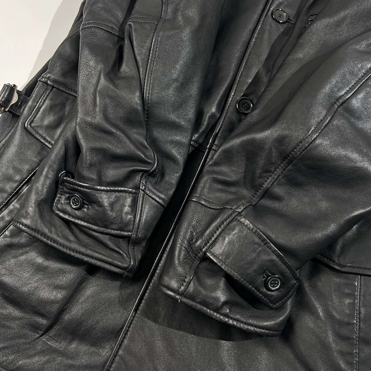 UNKNOWN DESTINATION BY TAKA-Q COUTURE タカキュー シープスキン 羊革 本革 レザー ジャケット カバーオール L~XL程度 /ブラック