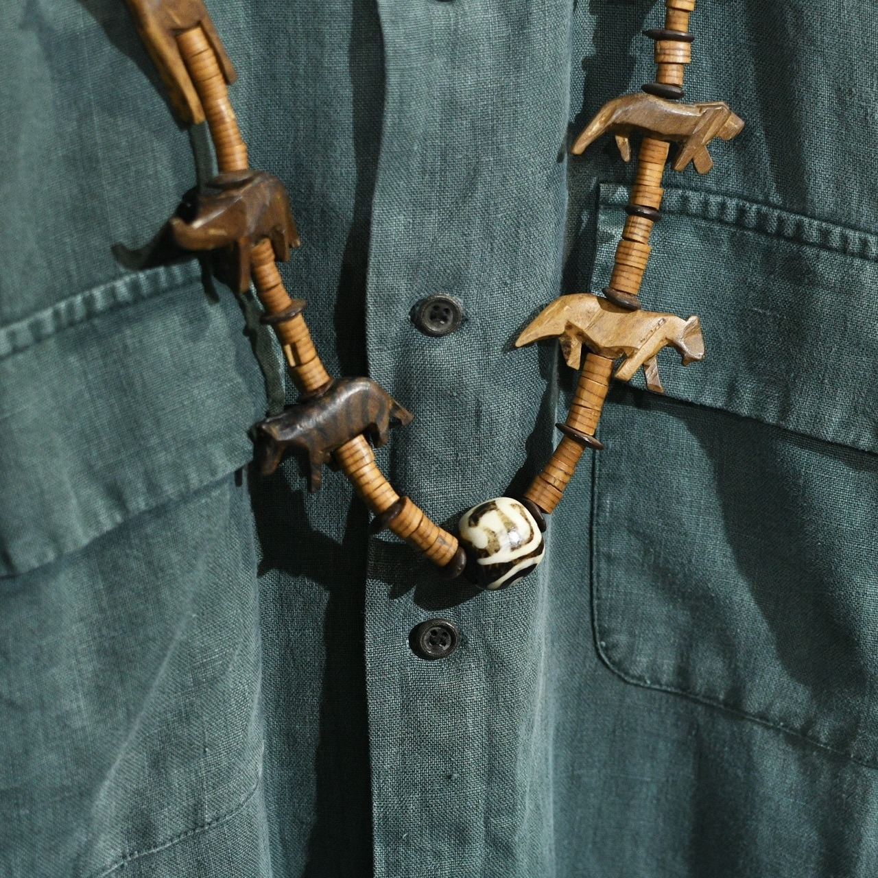 animal wood necklace