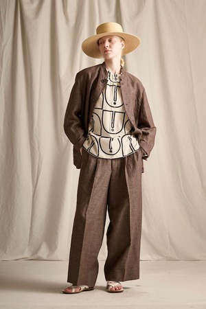 Haversack ATTIRE 872603 コットンリネンヘリンボーン マオカラージャケット