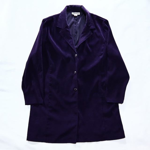 "made in USA" deep purple long fake-suede shirt