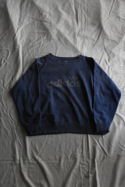 OK/80's "adidas" art sun fade damape raglan sleeve logo sweat