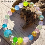 パステルカラードロップ☆ラリマーブルーアゲート ジェード デザイン ブレスレット✨ ｜minegel-オーダーメイドできるおしゃれパワーストーンブレスレット