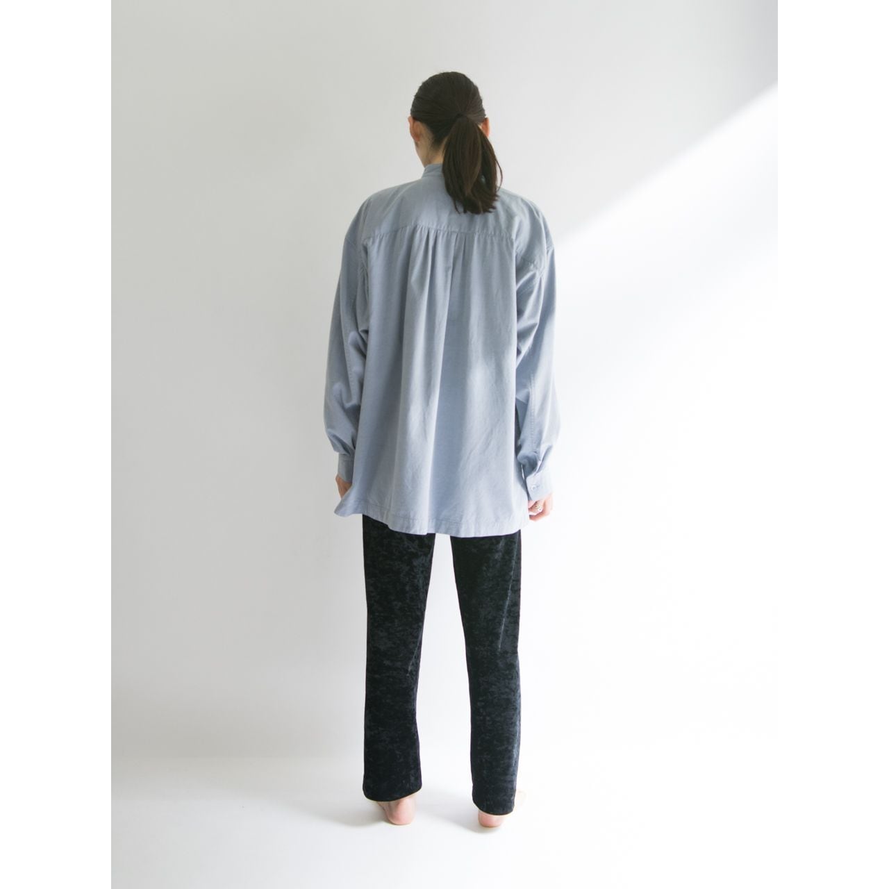 【ISSEY MIYAKE】Made in Japan cotton-wool stand collar pleated shirt（イッセイミヤケ 日本製スタンドカラープリーツシャツ）3d
