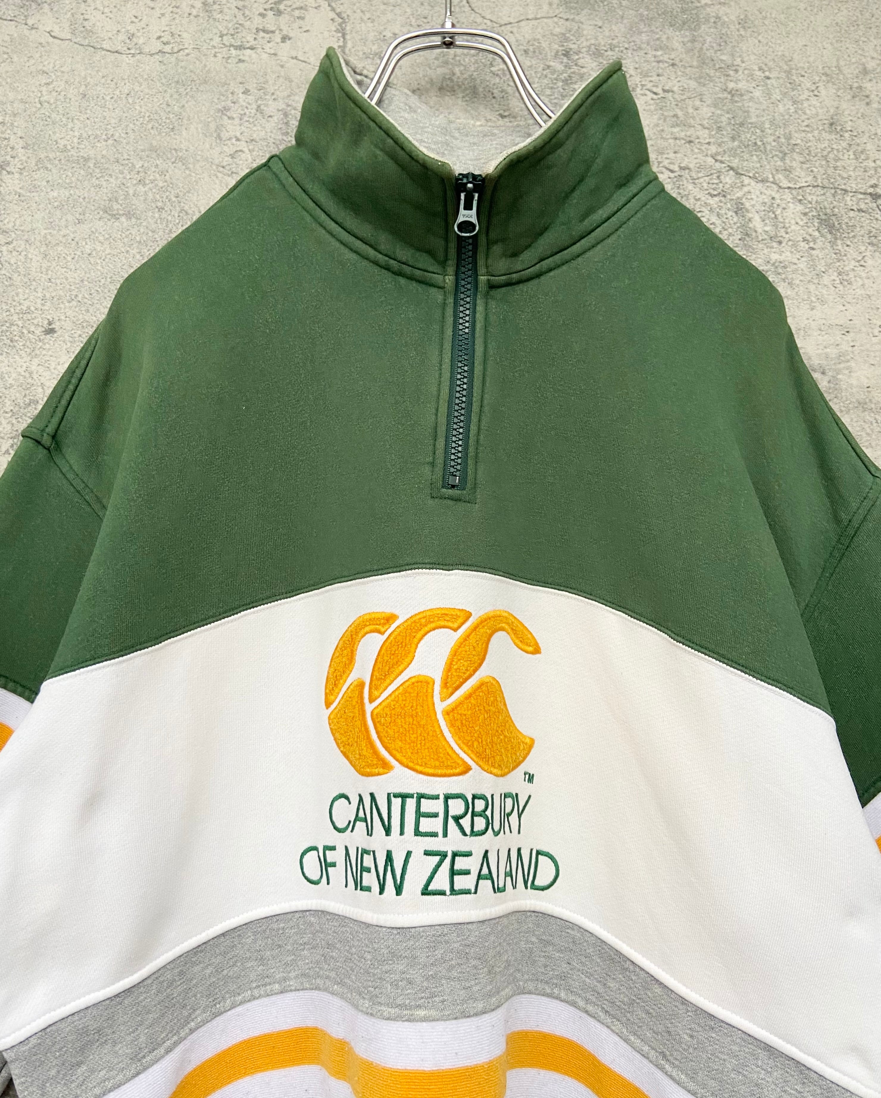古着 CANTERBURY/カンタベリー 緑 スウェット ハーフジップ オーバーサイズ