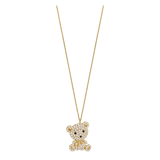 ネックレス キラキラ クマちゃん ベアー CZ チェーン付き レディース ペンダント 合金 アクセサリー / Cute bear collarbone chain light luxury necklace (DTC-638377948303)