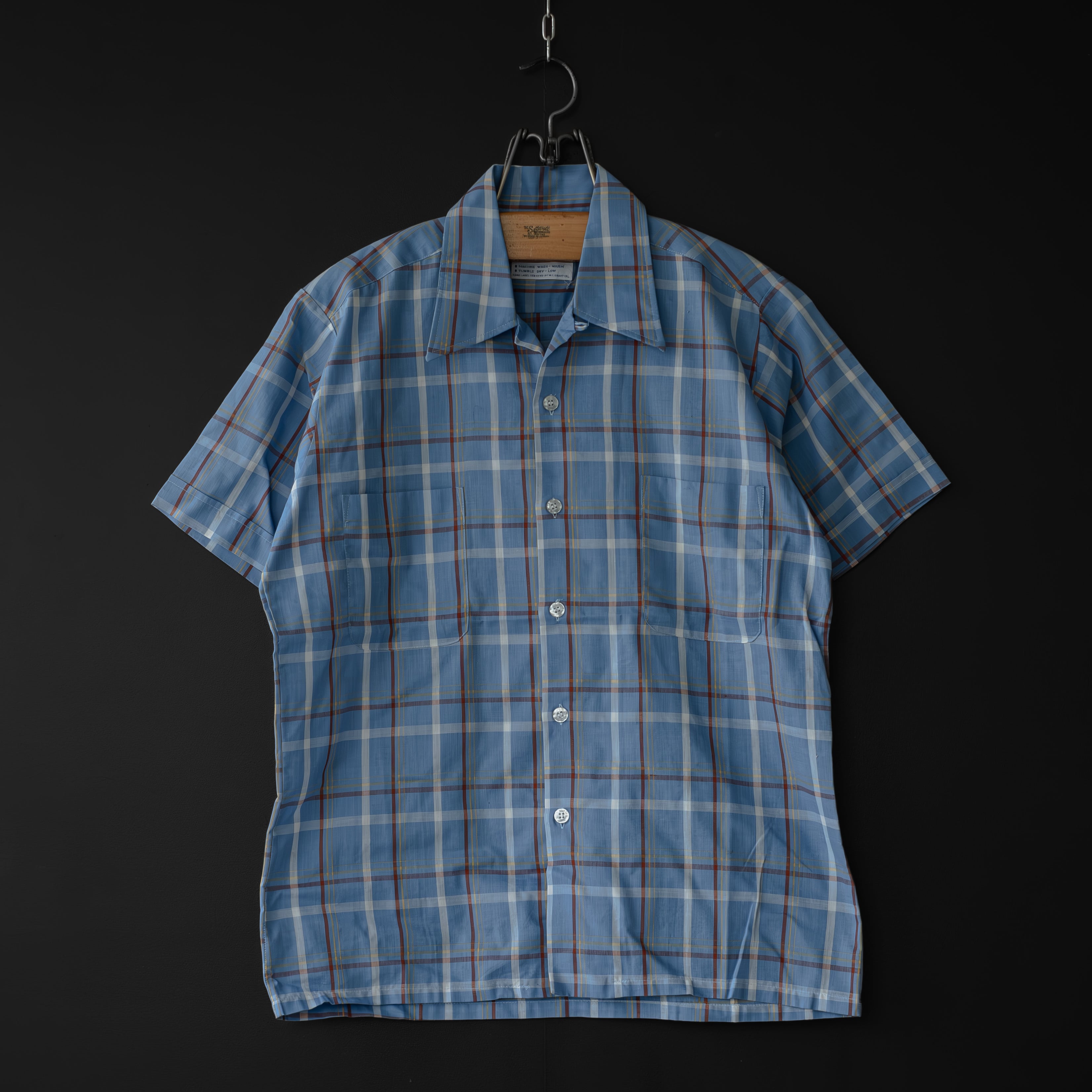 used- 【PERMANENT PRESS】 60s s/s open collar check shirt | dros dro