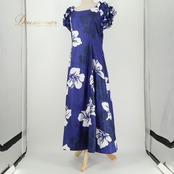 フラダンス 衣装 DFギャラリー ワンピース ドレス ネイビー系 ハイビスカス柄 フリル袖 花柄 植物柄 ハワイアンプリント ハワイアン アロハ フラ ダンス レッスン 練習 ハワイアンダンス フレアスカート ブルー系 ホワイト系 紺 青 白 華やか かわいい おしゃれ 上品 大人っぽい ダンス衣装 練習着 レッスンウェア