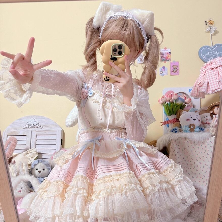 サブカル 服 地雷系 通販 スカート フリル 葡萄 リボン ロリィタ 服 ベビードール パステルカラー