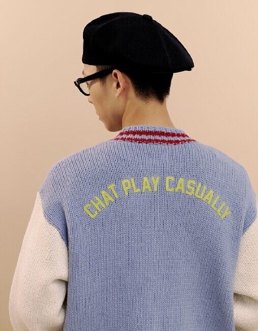 ☆BOYNEXTDOOR ウナク 着用！！【Mmlg】PLAYER KNIT JACKET (BLUE