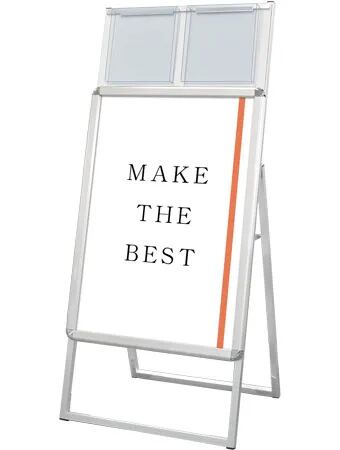 ポスターグリップスタンド看板カタログケース付(屋内用) B2片面シルバー