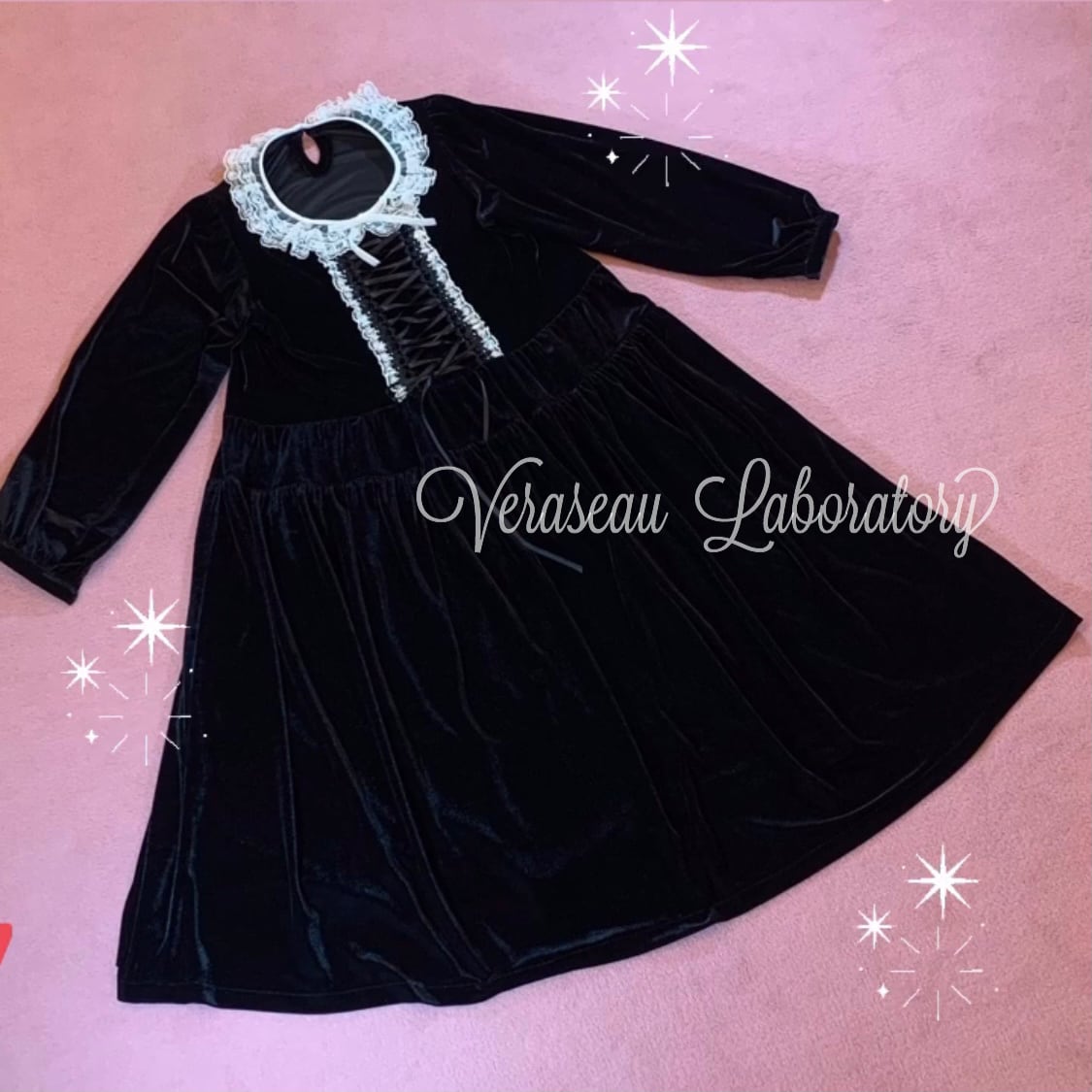 116 【セール】 ワンピース ベロアワンピース レースアップ 外出着 家