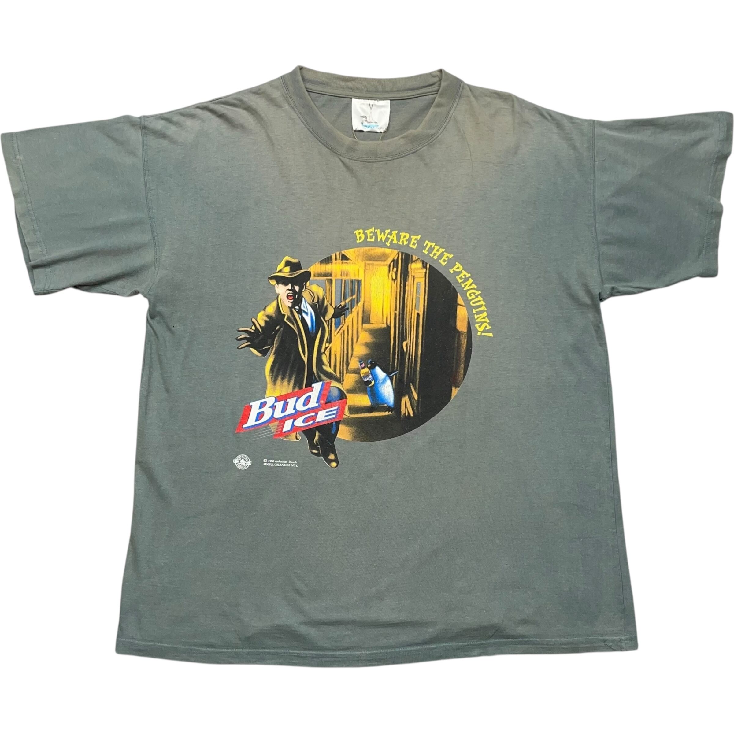 《XL》unknown Tシャツ 両面プリント Bud ICE バド・アイス BEWARE THE PENGUINS! モスグリーン no.8541