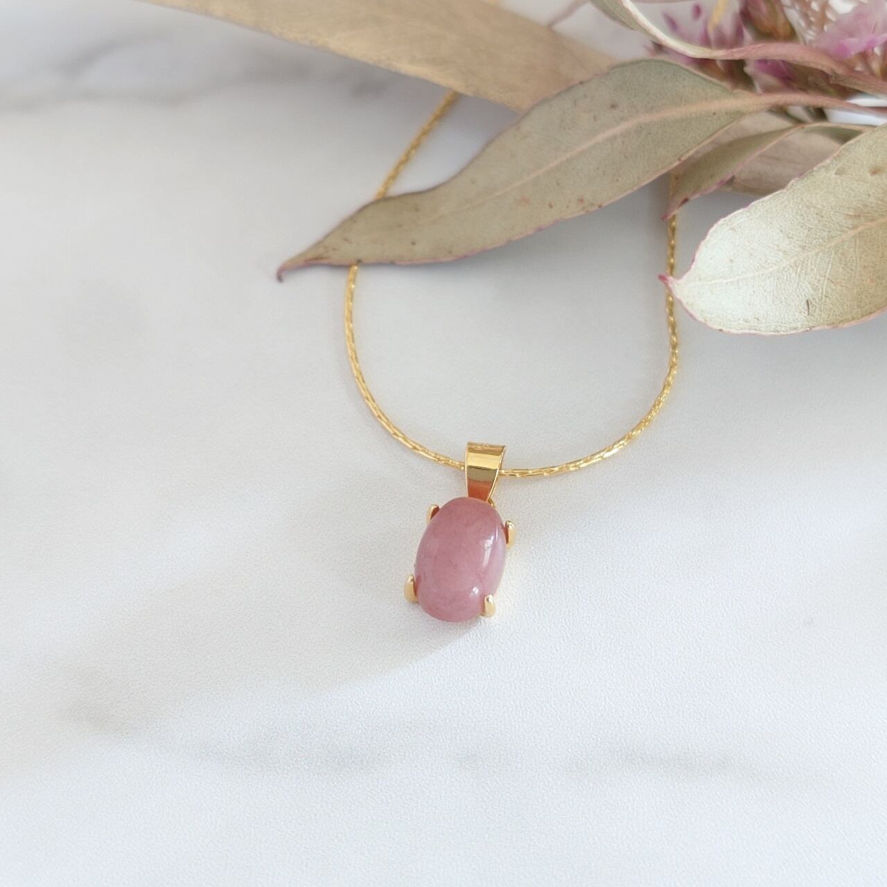 ロードナイトシリカ オーバル ネックレス ミルキーピンク(Love Silica)