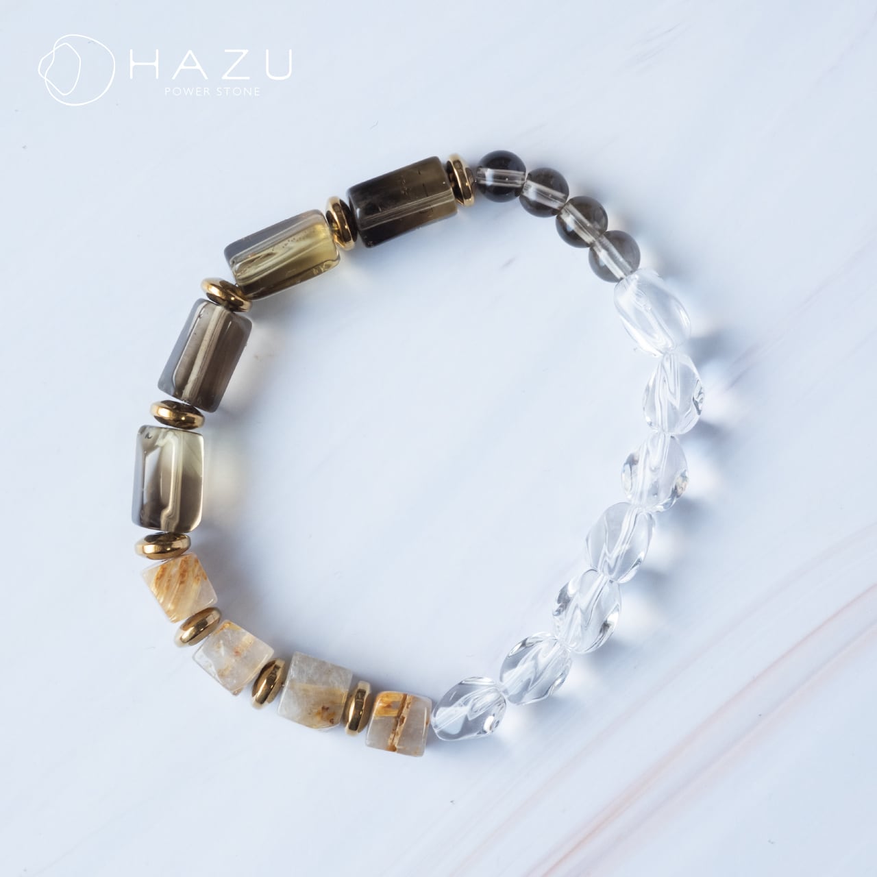 携帯ストラップ】 ストレートタイプ 水晶・スモーキークォーツ 