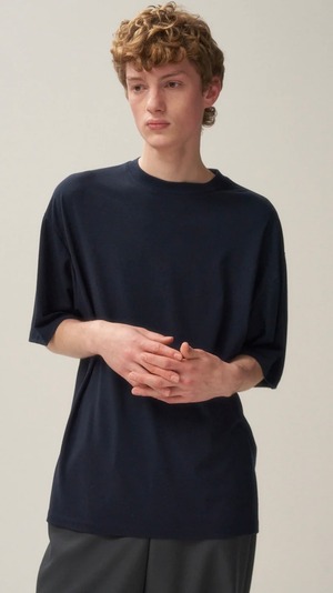 ATON -ROYAL WOOL JERSEY | LOOSE FIT T-SHIRT-:BLACK,
